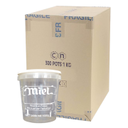 Pot plastique à languette inviolable Nicot "miel"750 ml (1 kg miel), LE CARTON DE 300