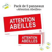 Pack de 5 panneaux aquilux "Attention Abeilles"