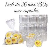 Pack de 36 pots en verre de 250g avec capsules "essaim"