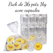 Pack de 36 pots en verre 1kg  avec capsules "Essaim"