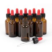 PACK de 10 Flacons verre ambré 30ml TO18 avec pipettes compte-goutte