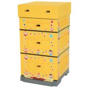 Ruche Dadant 10 en polystyrène Lyson, Jaune à décor enfantin naïf