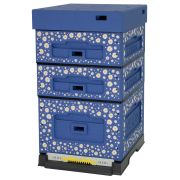 Ruche Dadant 10 en polystyrène Lyson, Bleue à décor floral 