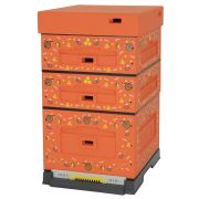 Ruche Dadant 10 en polystyrène Lyson, Orange à décor d'abeilles