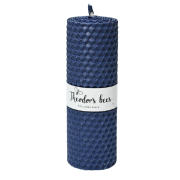 Bougie en cire d'abeille bleue foncée cylindrique - Taille M 