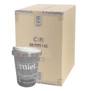 Pot plastique à languette inviolable Nicot "miel", 370 ml (500 g miel), LE CARTON DE 300