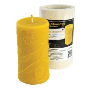 Moule silicone à bougie Cylindre avec fleurs