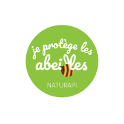 Sticker rond "je protège les abeilles" 50mm