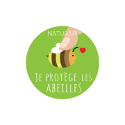 Sticker rond "je protège les abeilles" coeur 50mm